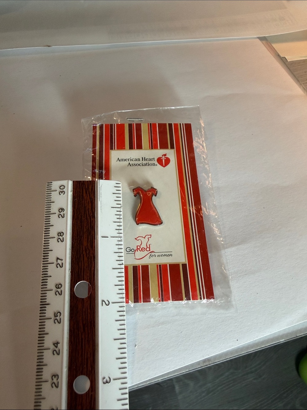 Macy's Red and Gold Enamel Heart Awareness Pin